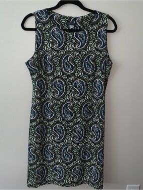 Tommy Hilfiger Sleeveless Paisley Shift Dress in Blue and Green